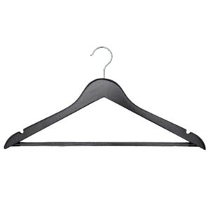 Holzbügel, schwarz lackiert, mit Steg, 44 cm breit - 100 Stück